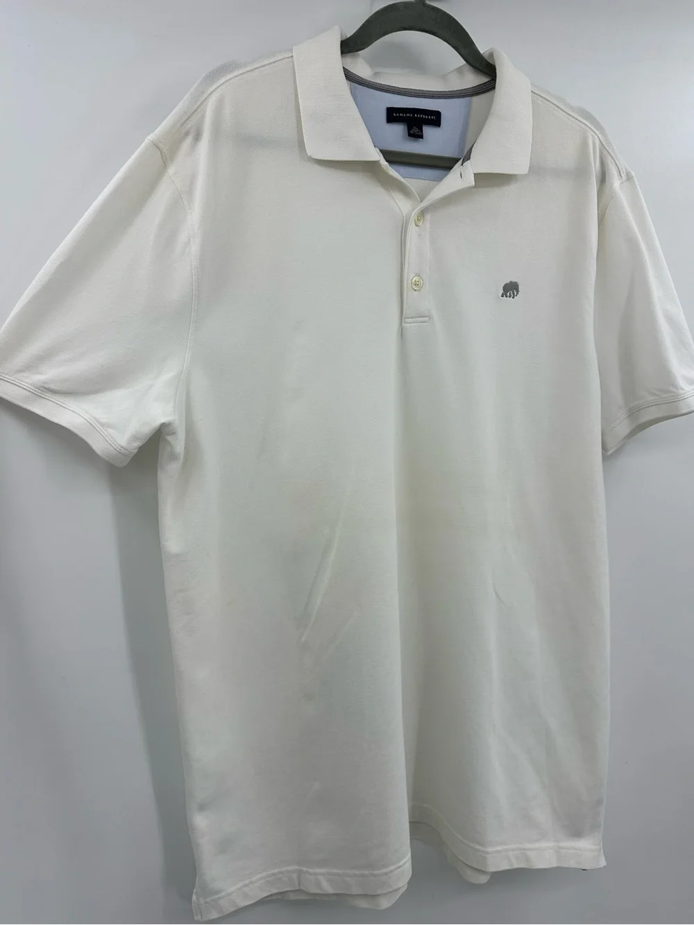 Banana Republic White Polo with Subtle Elephant Logo